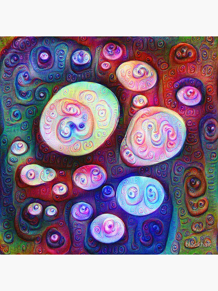 Thumbnail 3 of 3, Sticker, #DeepDream bubbles on frozen lake 5x5K v1450615886 designed and sold by blackhalt.