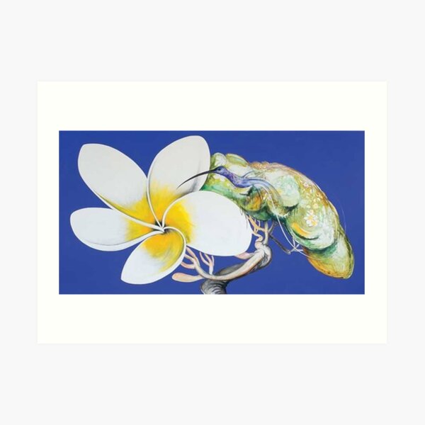 Brett Whiteley- 'Frangipani and Humming Bird' (1988) Original oil painting by the great Australian artist. Art Print