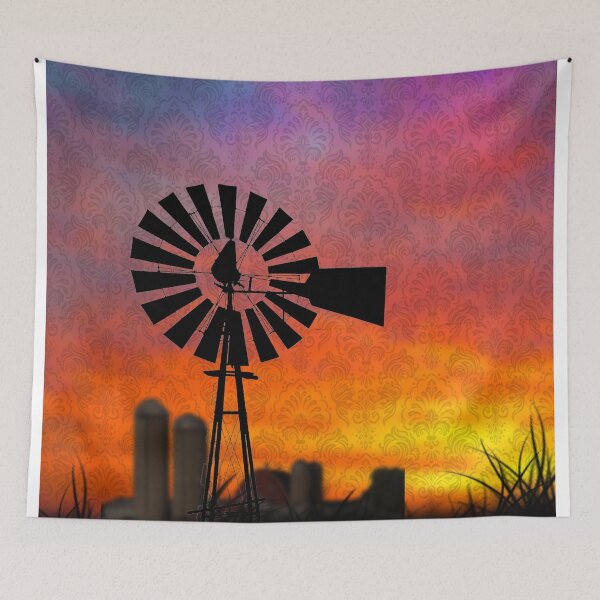 Item preview, Windmill Sunset Modern Country Art -Western Farm - Windmill  designed and sold by CattlettArt.