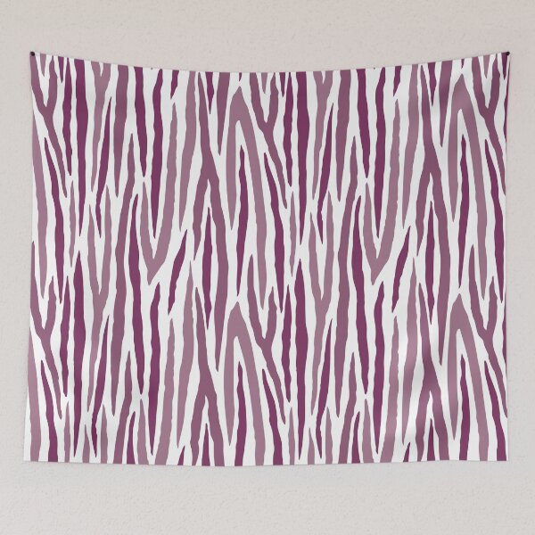 Artikelvorschau, Auberginen Lila Zebrastreifen-Druck aus der Fancy Floral Zebra Collection II entworfen und verkauft von CJAura by Claire Jane Johnson.
