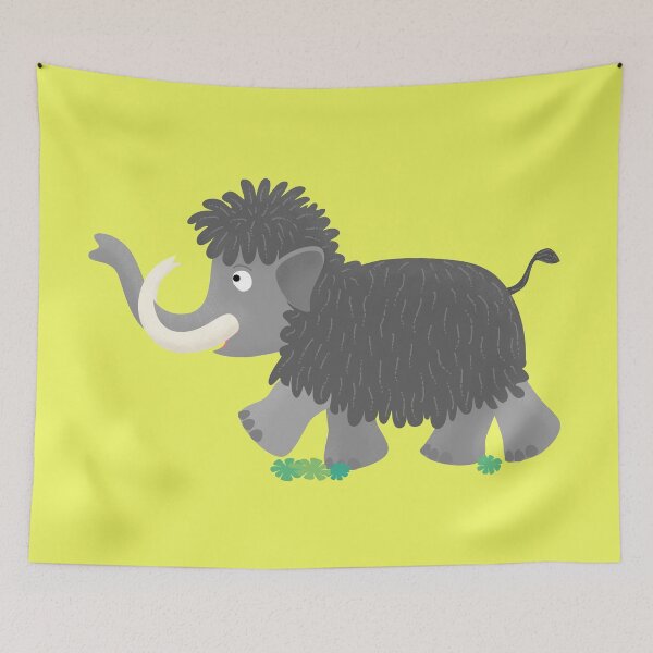 Item preview, Happy woolly mammoth cartoon illustration designed and sold by FrogFactory.