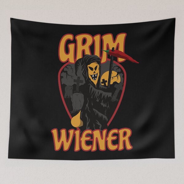 Item preview, Spicy Grim Wiener and the Old Creepy Graveyard (plain colours) designed and sold by DKdesigns27.