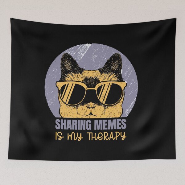 Item preview, Sharing memes is my therapy - Funky Meme Cat with Sunglasses - Retro designed and sold by Lucky Girl Manifest.