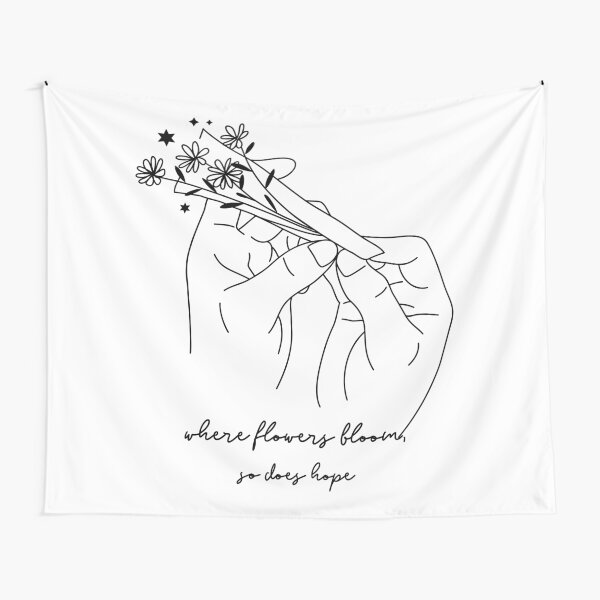 Item preview, Where flowers bloom, so does hope - Minimalist Line Art Hand Holding Flowers designed and sold by justkidding-co.