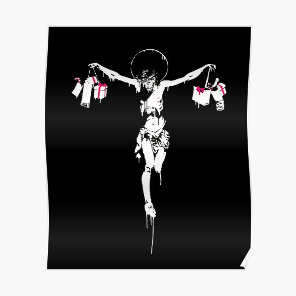 Jesus Christ shopping bags crucifixion street art lover anti consumerist gift t shirt Poster