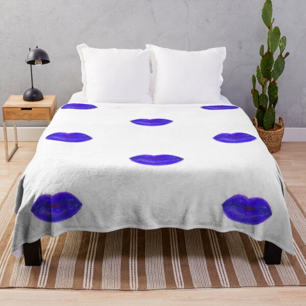 Item preview, Blue Purple Cute Thick Lips Watercolor Painting designed and sold by javes93.