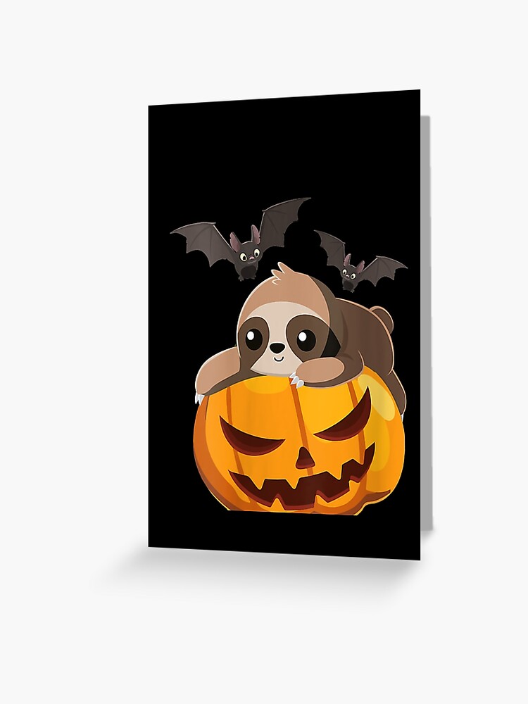 Girl's Design By Humans Funny Witch Sloth With Jack O Lantern