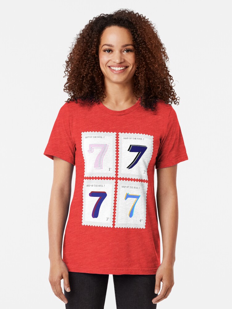 Alternate view of BTS Map of the Soul 7 Stamp Tri-blend T-Shirt