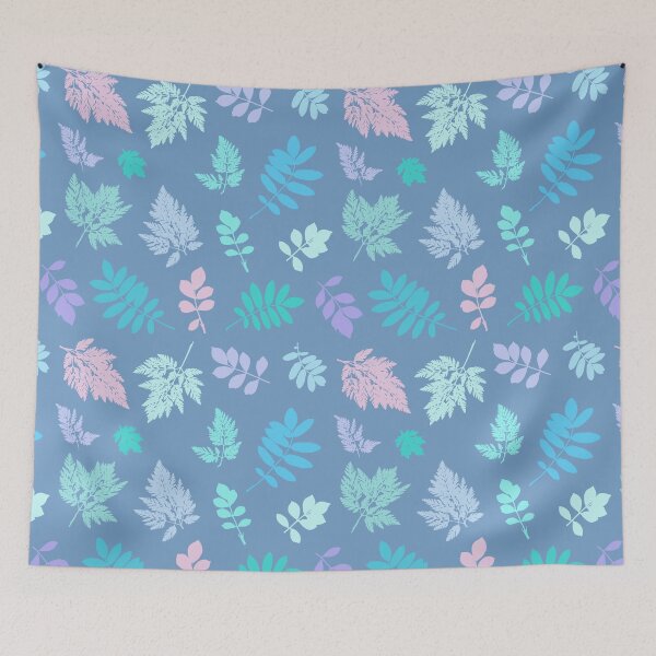 Item preview, Multicolor leaves 6. Wild herbs seamless pattern on blue. Autumn leaf fall. Wild life designed and sold by Yulia Chepurova.