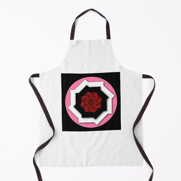 Item preview, Flower of Beaty (Black square frame variation)- Geometric graphic design - Geometric, concentric, flower art in pink, black, red, and white. designed and sold by BDLVandFriends.