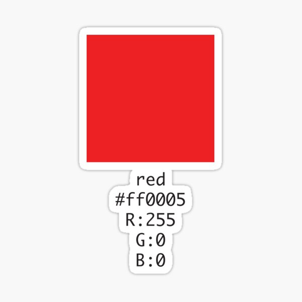 red hex and rgb code sticker for sale by number3art redbubble