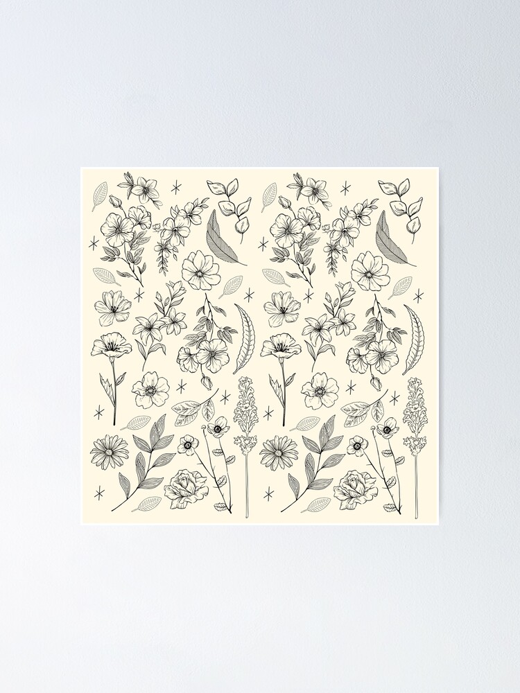 Thumbnail 1 of 3, Poster, Simple Flower Pattern designed and sold by doodlewjess.