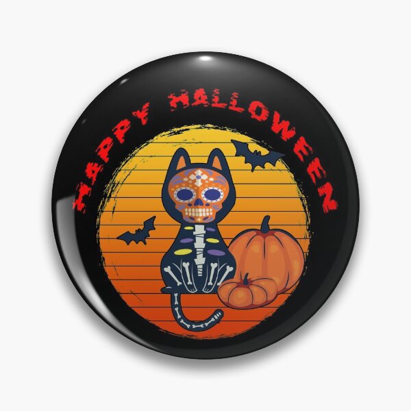 Item preview, Happy Halloween Black Skeleton Cat  designed and sold by WordsmithNerd.