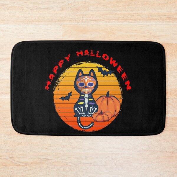 Item preview, Happy Halloween Black Skeleton Cat  designed and sold by WordsmithNerd.