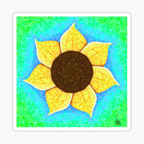 Digital Art Yellow Flower by Autistic Artist Sticker