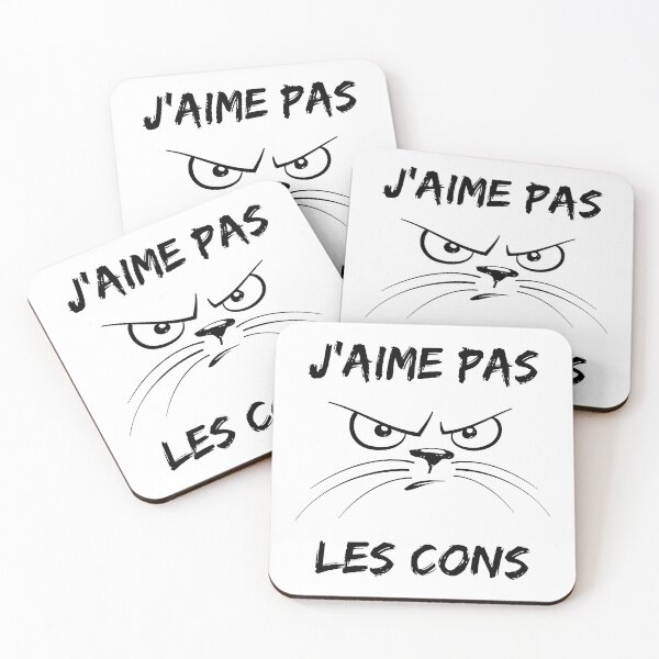 Aperçu de l'œuvre J'aime pas les cons - Message Expression Humour Chat créée et vendue par rubislys.