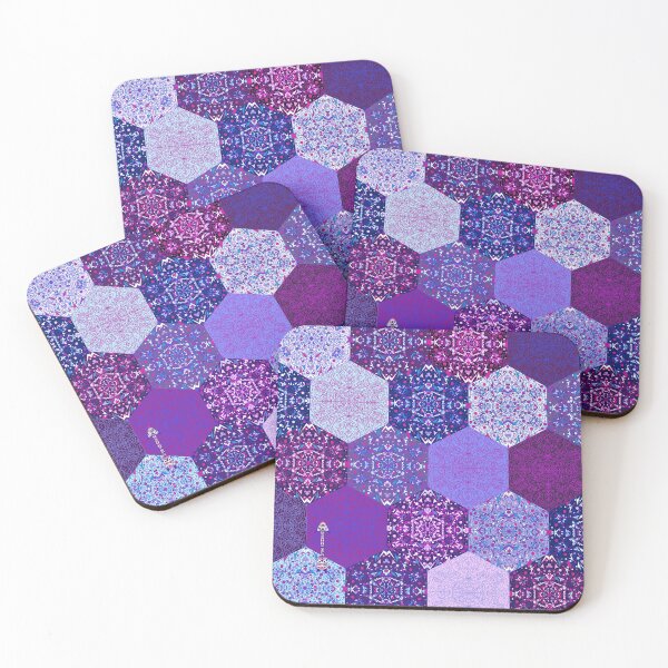 Item preview, patchwork mosaic hexagon polygons snowflake Honeycomb harlequin Boho designed and sold by anzhelikamilisa.