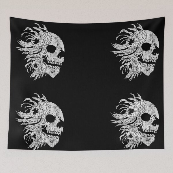Item preview, Skull and white chrysanthemums designed and sold by BV-creas.