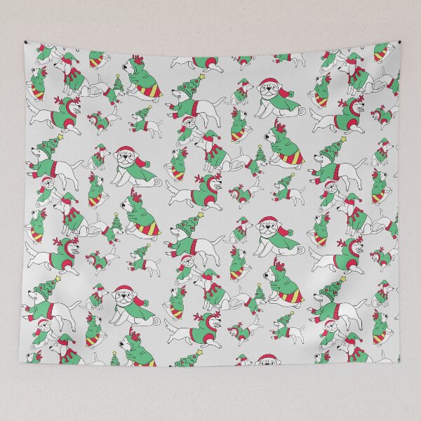 Item preview, funny christmas dogs pattern dogs in christmas costume designed and sold by GoodyLeo.
