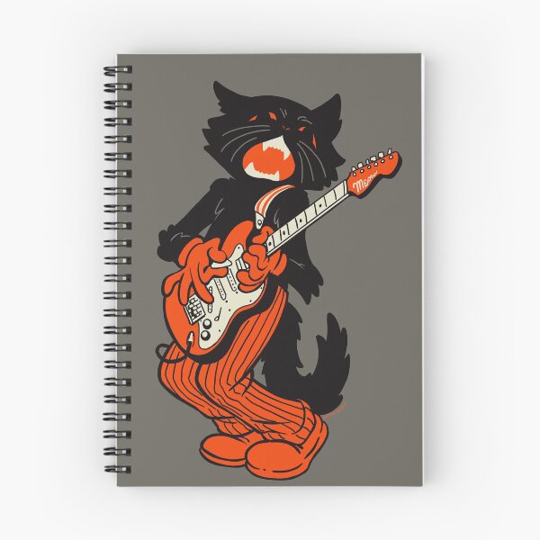 Item preview, Vintage Halloween Black Cat Playing Electric Guitar designed and sold by ctkrstudio.