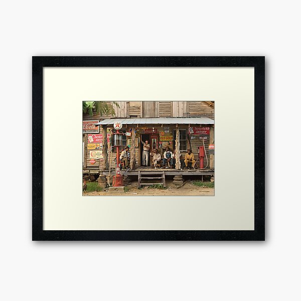 Country store on dirt road, 1939 Framed Art Print
