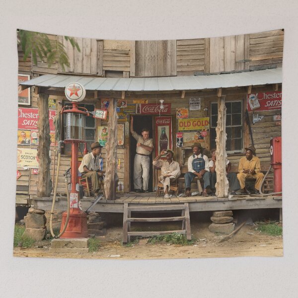 Item preview, Country store on dirt road, 1939 designed and sold by Sanna Dullaway.