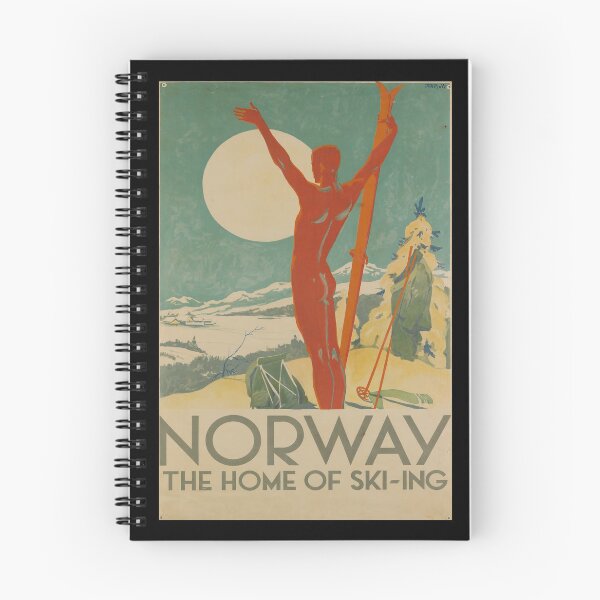 Item preview, Norway the home of skiing retro poster designed and sold by CorasPosters.