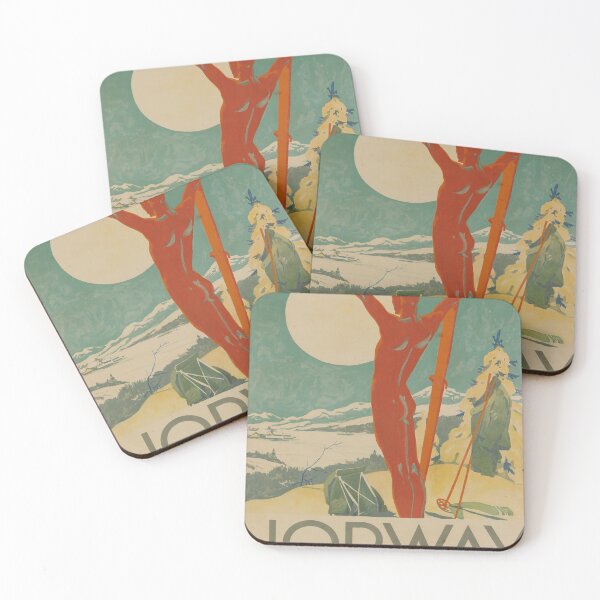 Item preview, Norway the home of skiing retro poster designed and sold by CorasPosters.