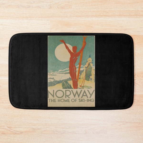 Item preview, Norway the home of skiing retro poster designed and sold by CorasPosters.