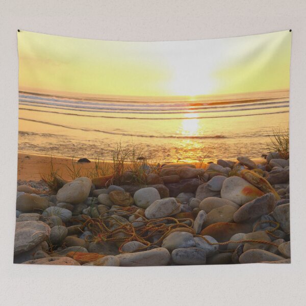 Item preview, Orange sunset on the warm sandstone beach designed and sold by sopfanna.