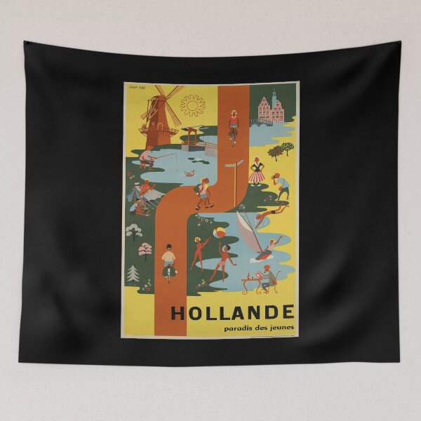 Aperçu de l'œuvre Hollande paradis des jeunes poster retro créée et vendue par CorasPosters.