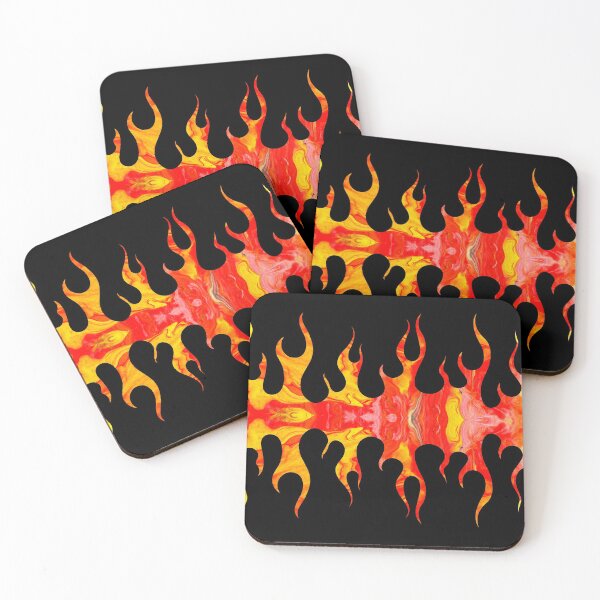 Item preview, Mirror Red Lava Flames on Black Background designed and sold by xalexiart.