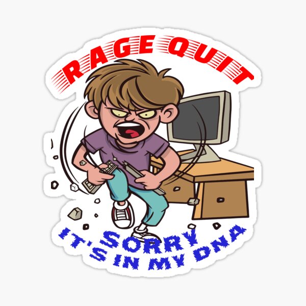 Gamer Rage Quit Dinosaur Sticker