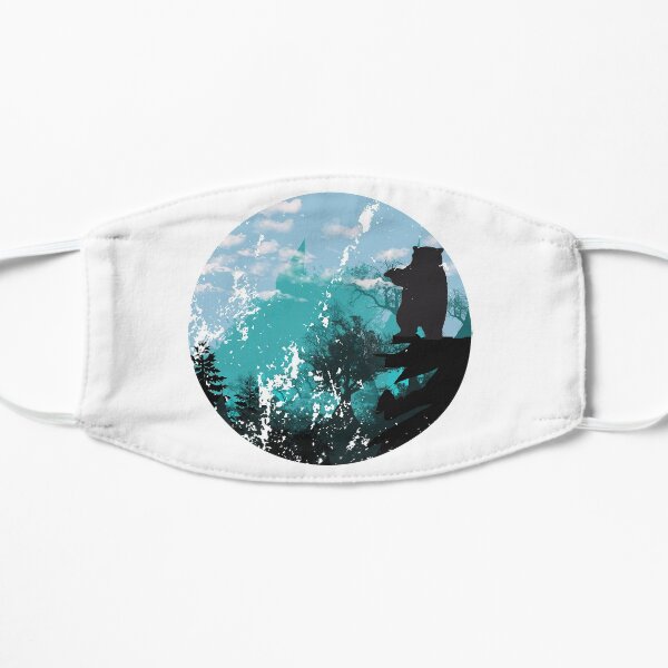 Evergreen nature mountains and pine Trees landscape Flat Mask