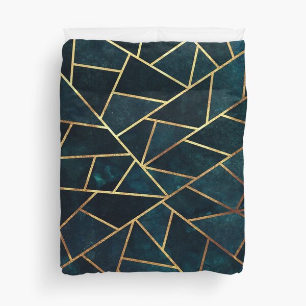 Deep Teal Geometric Duvet Cover