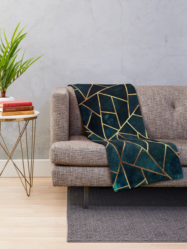 "Deep Teal Geometric" Throw Blanket for Sale by themadesigns Redbubble