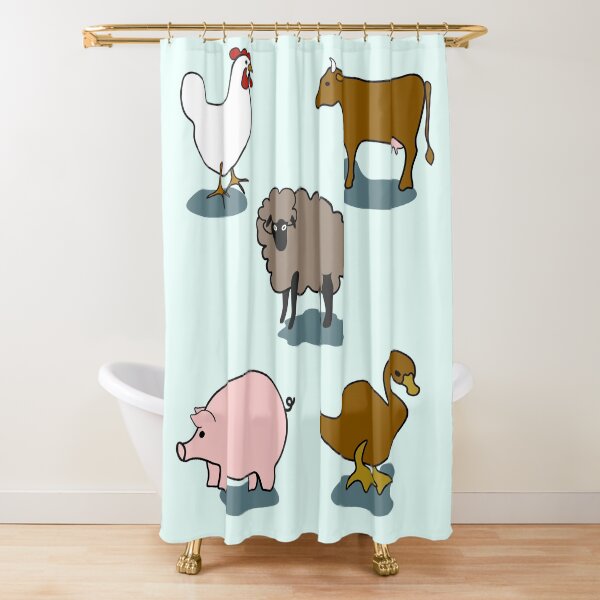 Kjhds Cortinas de Ducha de Animales de Dibujos Animados Cerdo ba/ñarse Decoraci/ón de ba/ño Linda Poli/éster Impermeable Conjunto de Cortinas de Tela de ba/ño para el hogar 90x180cm-35x70 Pulgadas 4784ZW