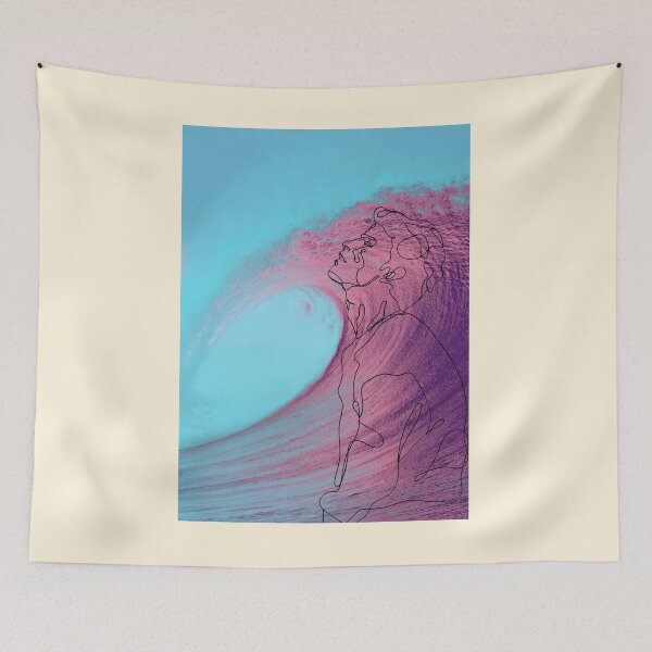 Item preview, boy and waves, aesthethic teal and violet designed and sold by SpicyCherrys.