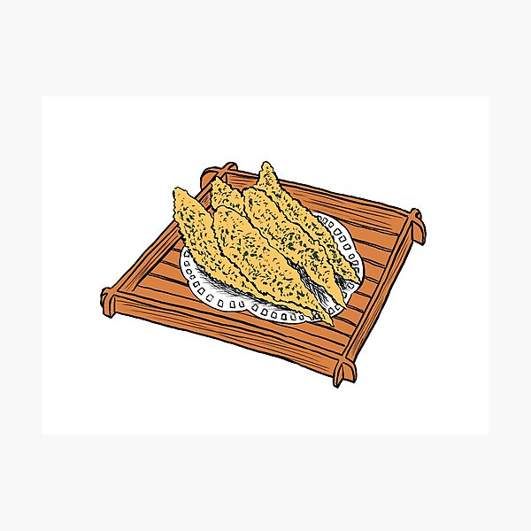 Illustration of a Japanese Snack - Fried Capelin Photographic Print