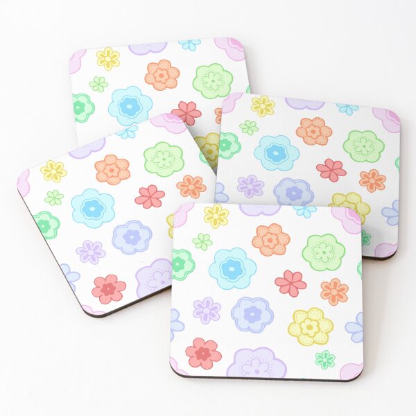 Item preview, Pastel Rainbow Hippie Flower Pattern White designed and sold by everything4eva.