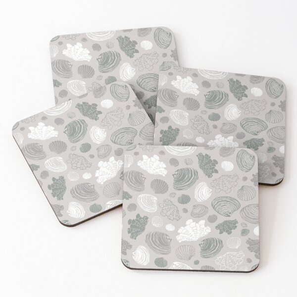 Item preview, Vector neutral grey repeat pattern with variety of clam seashells. designed and sold by jamiesoondesign.