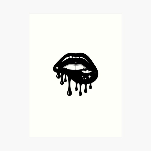 Download Dripping Lips Art Prints Redbubble