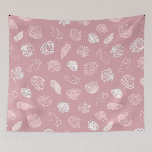 Item preview, Vector coral pink repeat pattern with variety of seashells.  designed and sold by jamiesoondesign.