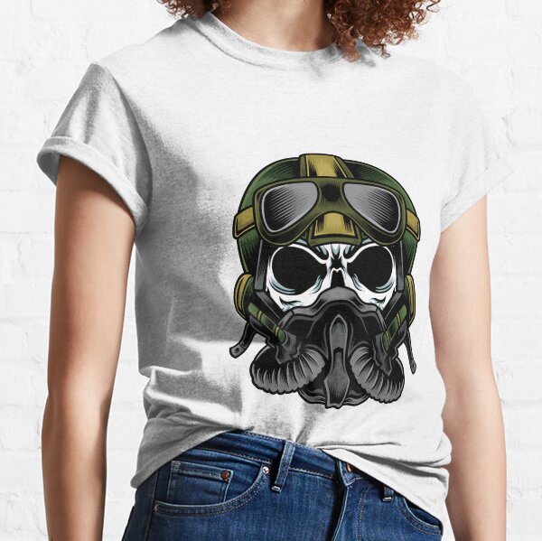 Pilot Skull  With Helmet Classic T-Shirt