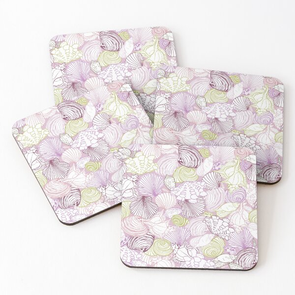Item preview, Vector purple repeat pattern with variety of overlaping seashells. Romantic pink theme. designed and sold by jamiesoondesign.
