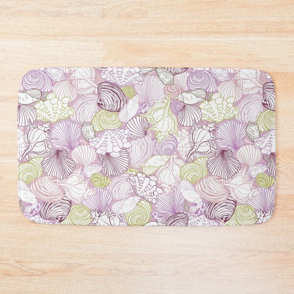 Item preview, Vector purple repeat pattern with variety of overlaping seashells. Romantic pink theme. designed and sold by jamiesoondesign.