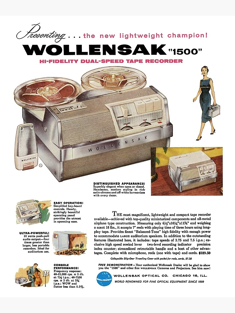 1957 WOLLENSAK TAPE RECORDER - ADVERT Poster for Sale by