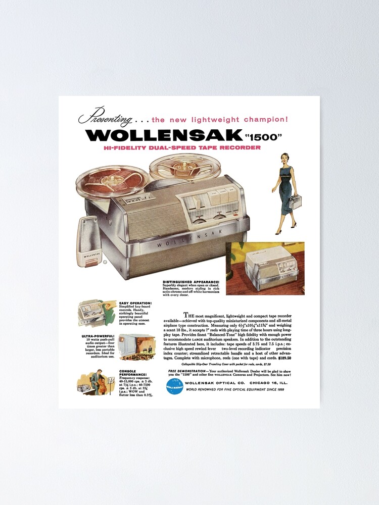 1957 WOLLENSAK TAPE RECORDER - ADVERT Poster for Sale by ThrowbackAds