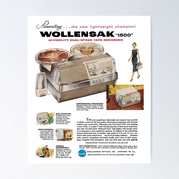 1957 WOLLENSAK TAPE RECORDER - ADVERT Poster for Sale by ThrowbackAds