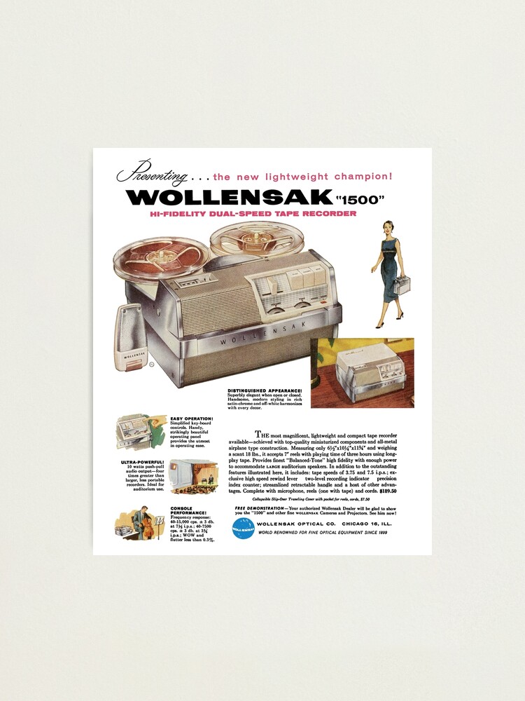 1957 WOLLENSAK TAPE RECORDER - ADVERT Photographic Print for Sale by  ThrowbackAds